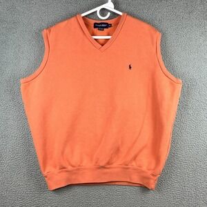 VTG Polo Golf Ralph Lauren Vest Mens XL Coral Peach Pullover V-Neck Sweatshirt